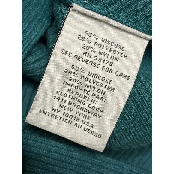 Carmen Marc Valvo Green Ribbed Batwing Knit Top with Zipper Detailing size M - Picture 7 of 9